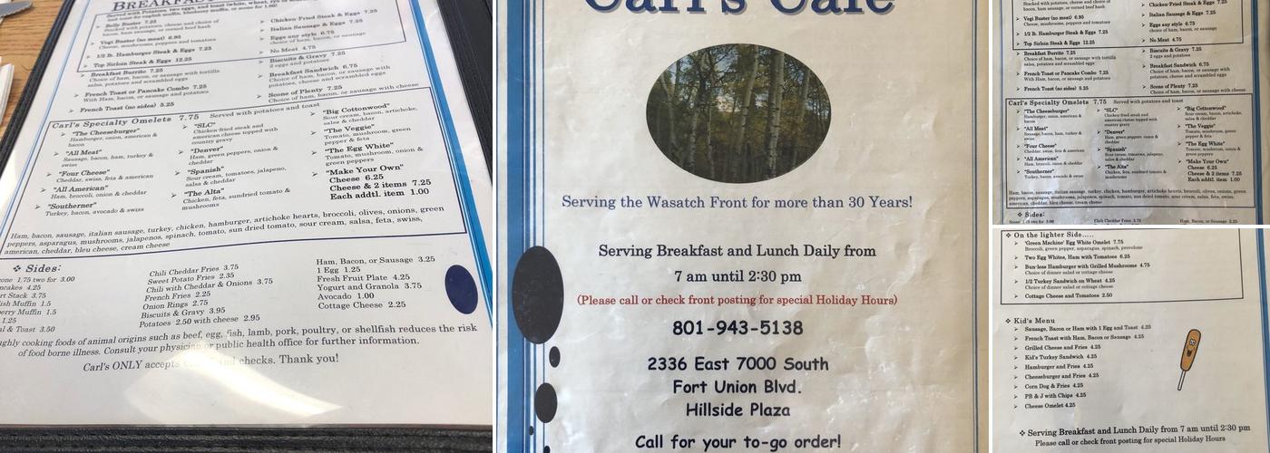 Carl's Cafe Menu