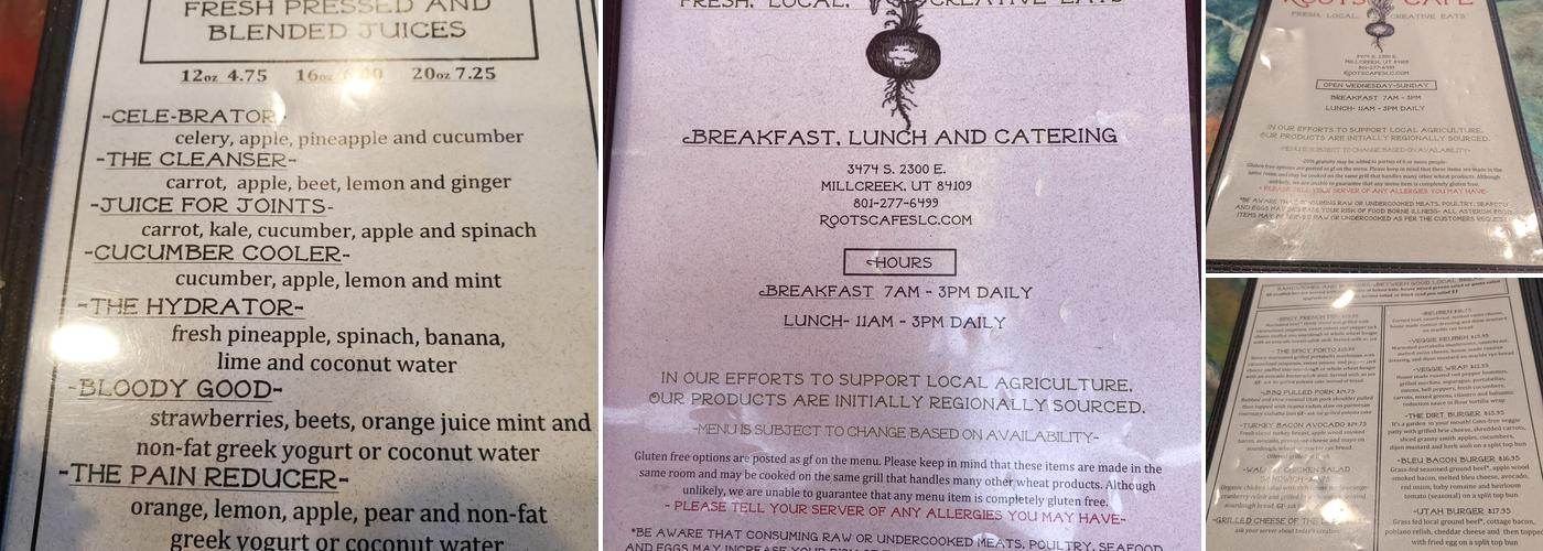 Roots Cafe Menu