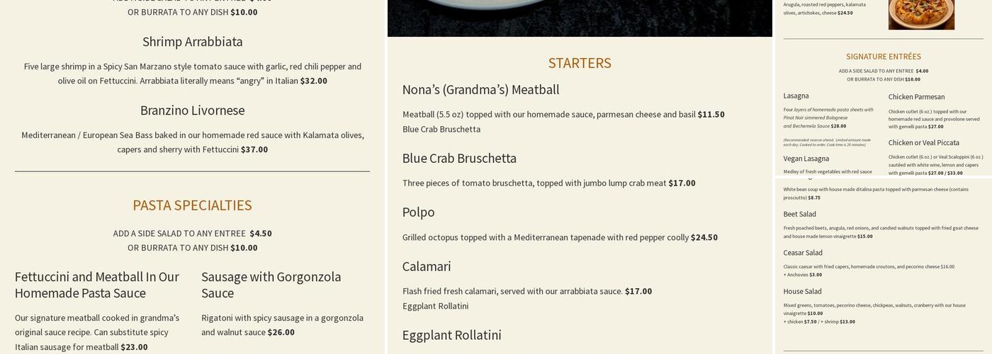 Cortona Menu