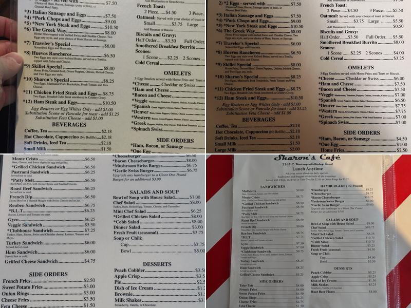 Sharon's Café Menu