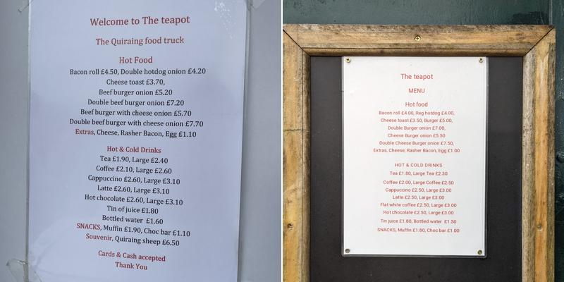 The Quiraing Food Truck Menu
