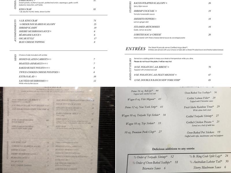 Steak Pit Restaurant Menu