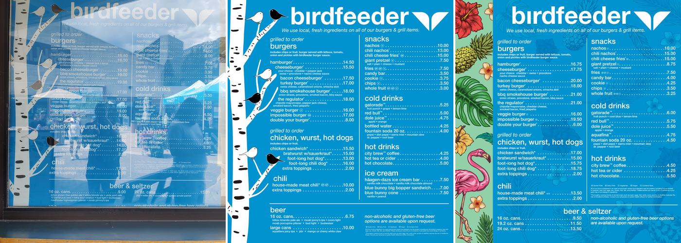 The Birdfeeder Menu