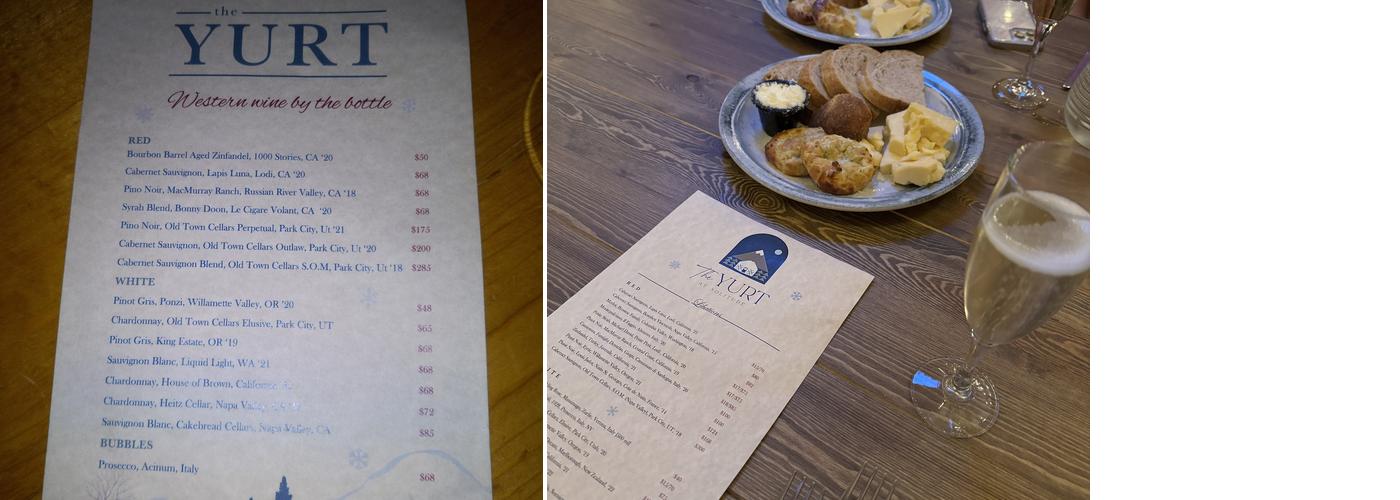 The Yurt at Solitude Menu