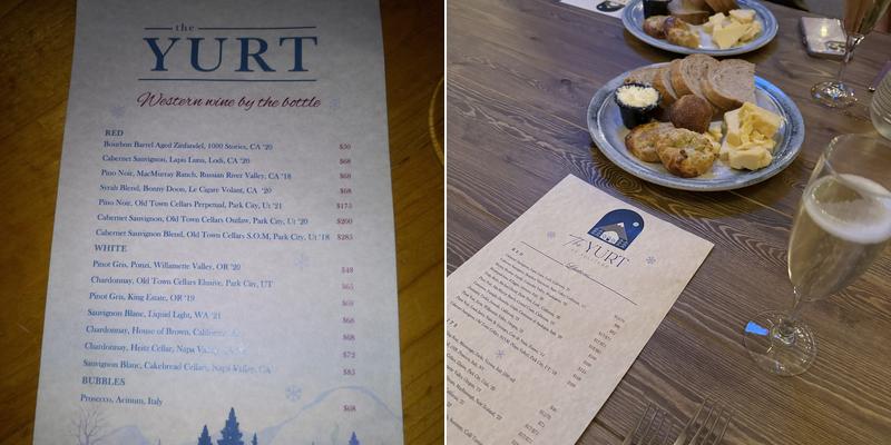 The Yurt at Solitude Menu