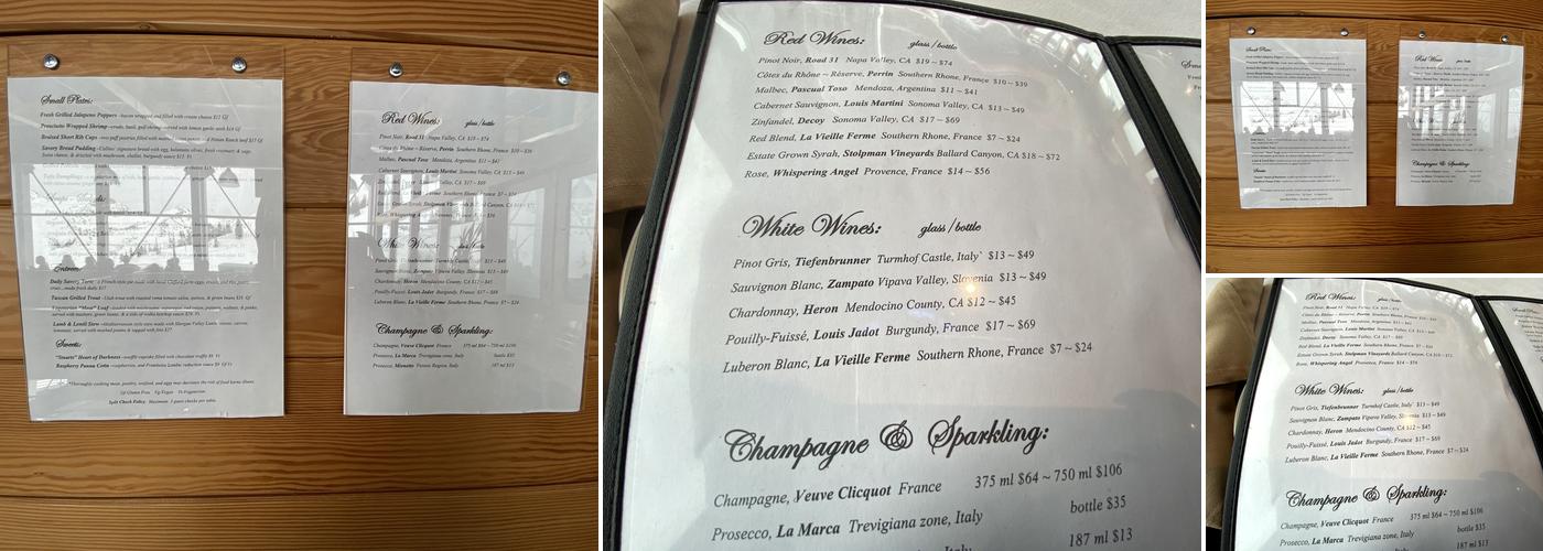 Collins Grill Menu