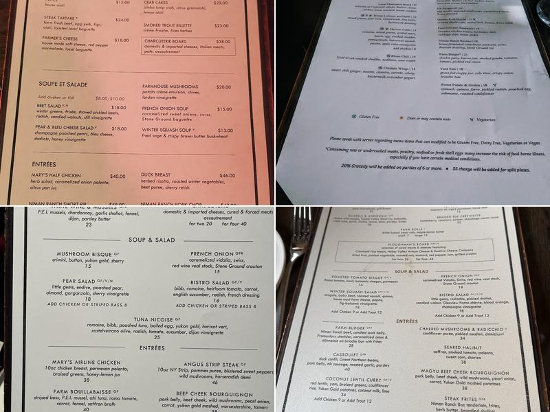 The Farm Restaurant Menu