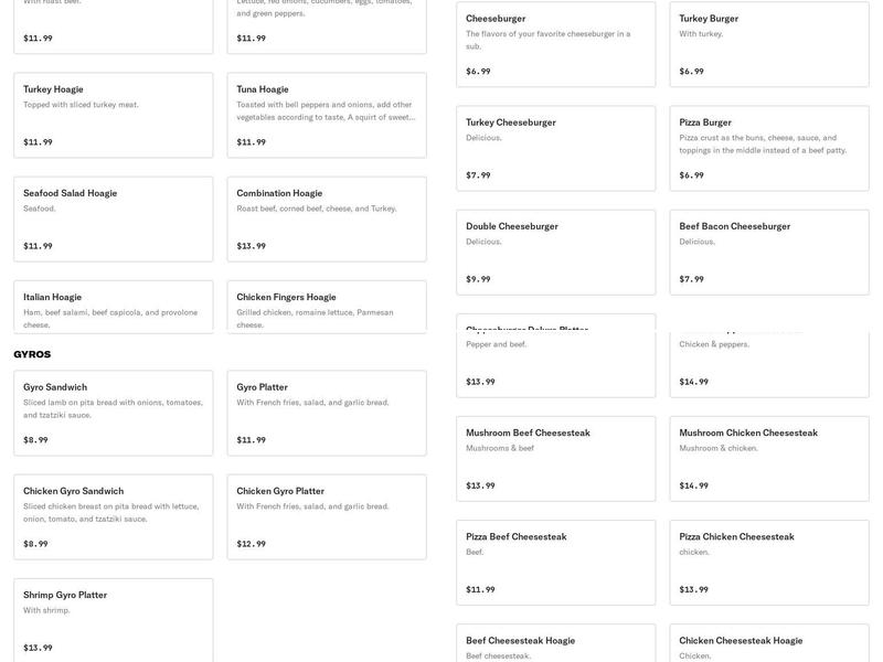 Southside Pizza Menu