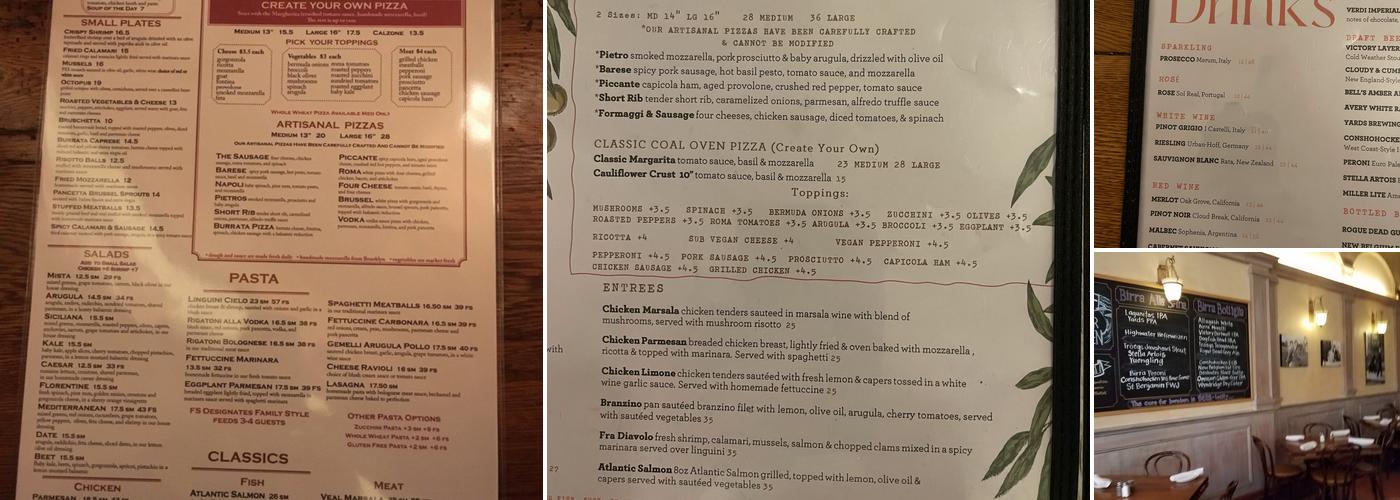 Pietro's Italian Menu