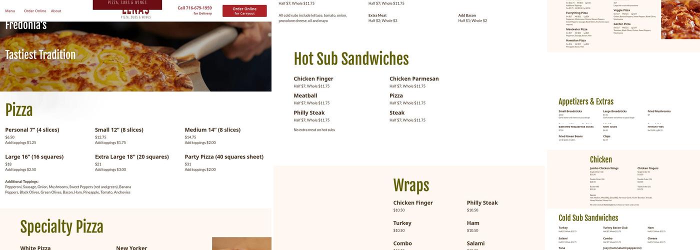 Lena's Pizza, Subs & Wings Menu