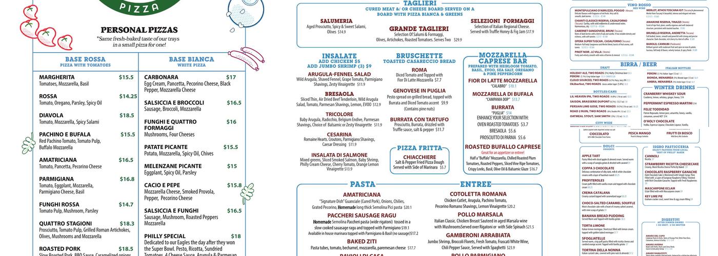 Alice Pizza and Restaurant (Locust Street) Menu