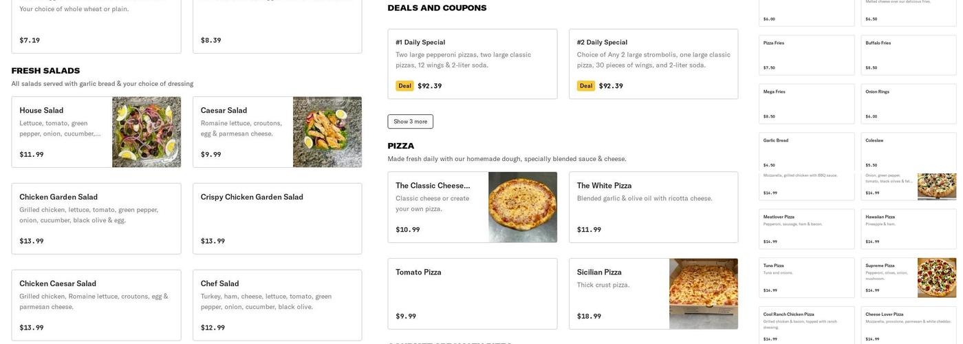 Ani's Pizza, Pasta & Wings Menu