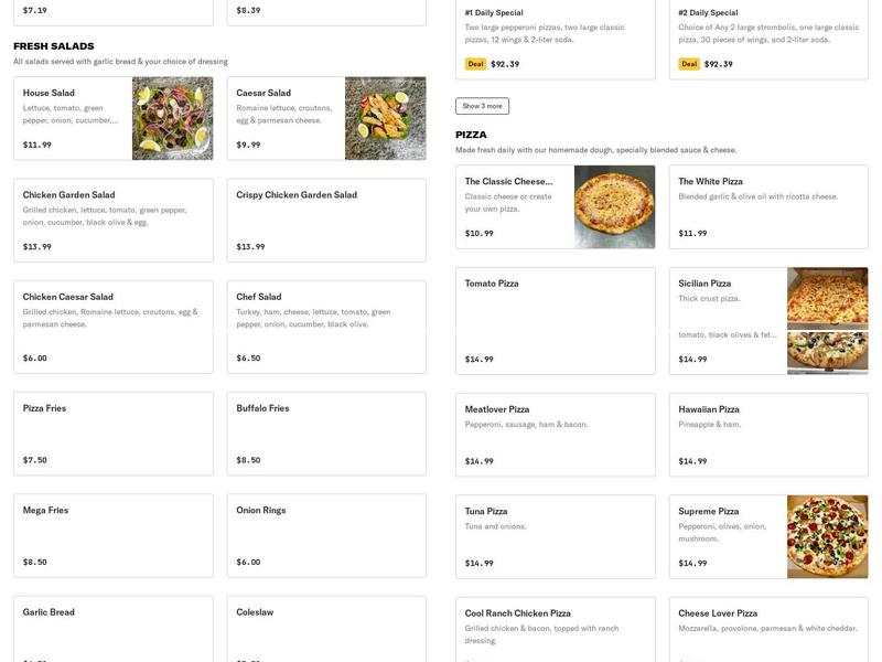 Ani's Pizza, Pasta & Wings Menu