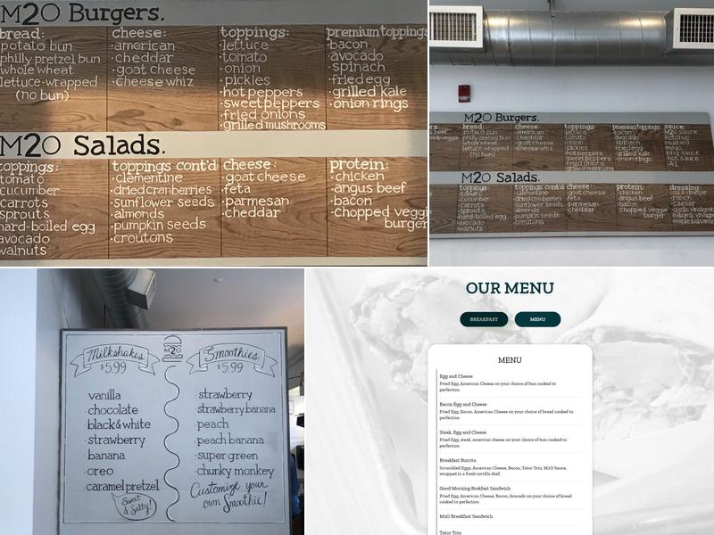 m2o Burgers & Salads Menu