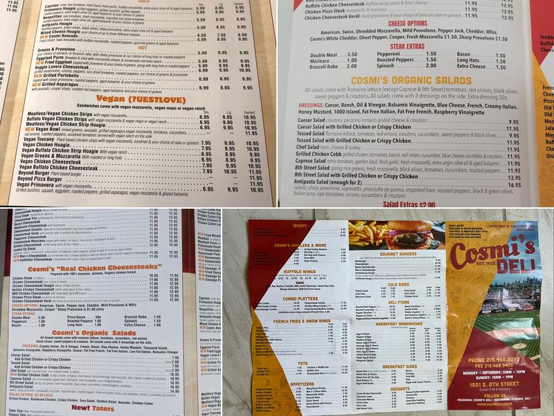 Cosmi's Deli Menu
