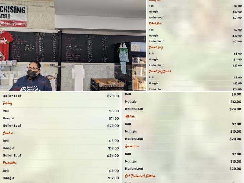 Ricci's Hoagies Menu