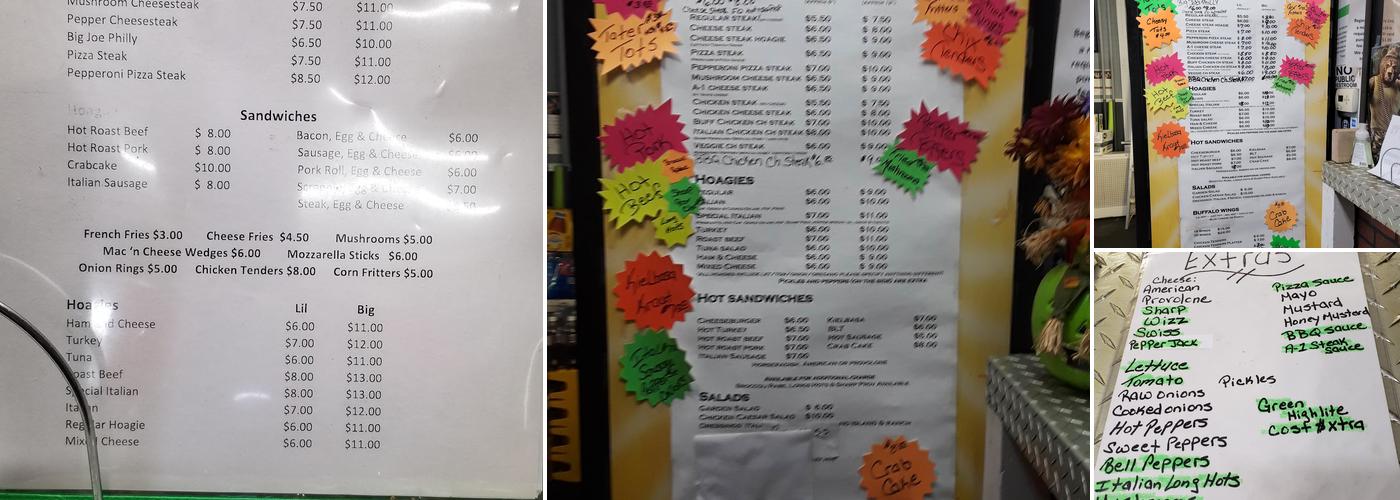 Big Joe's Sandwich Shop Menu