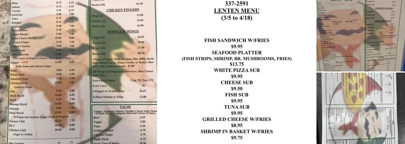 Piz-A-Italia Menu