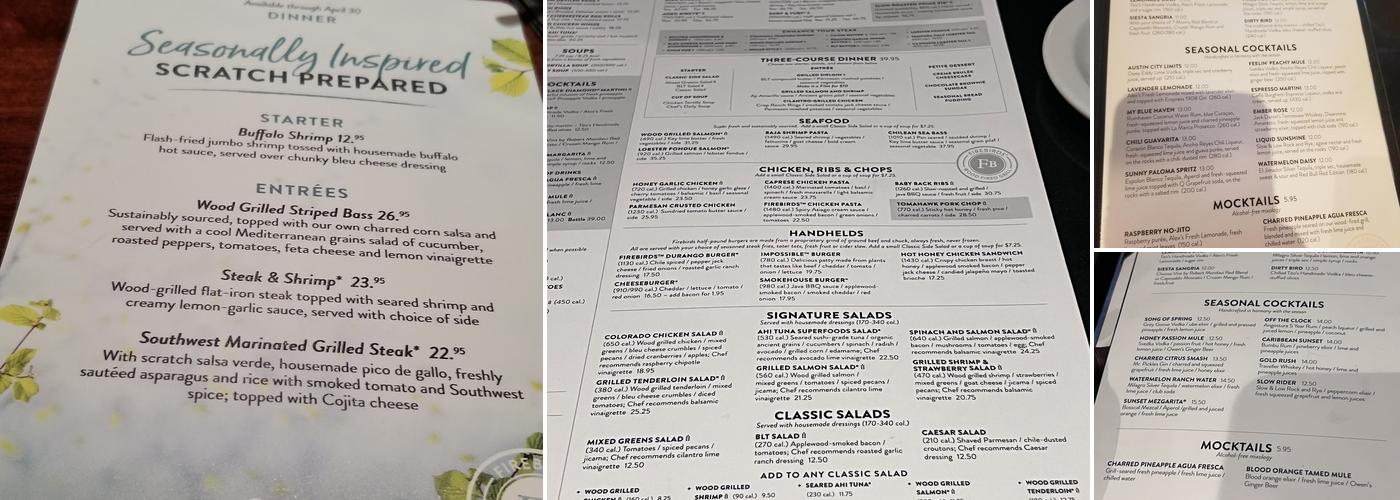 Firebirds Wood Fired Grill Menu