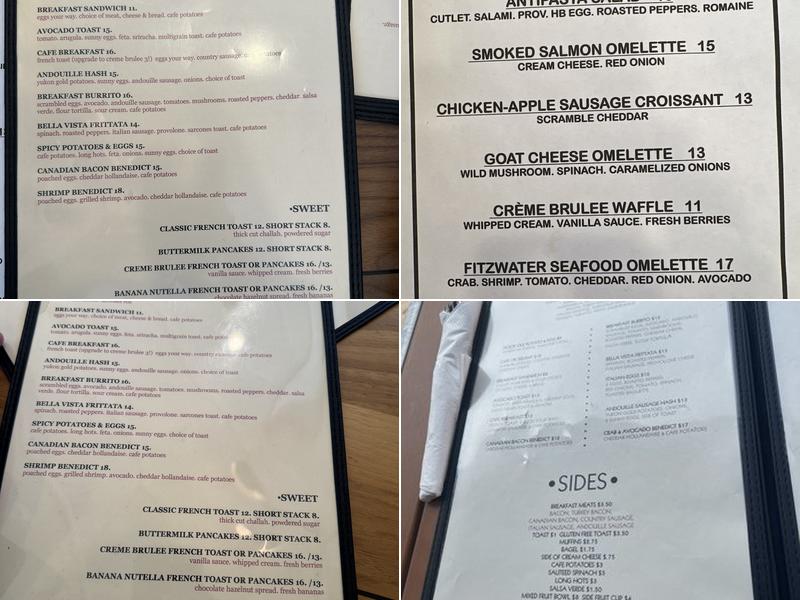 Fitzwater Cafe Menu