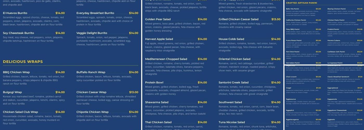 Café Square One Menu