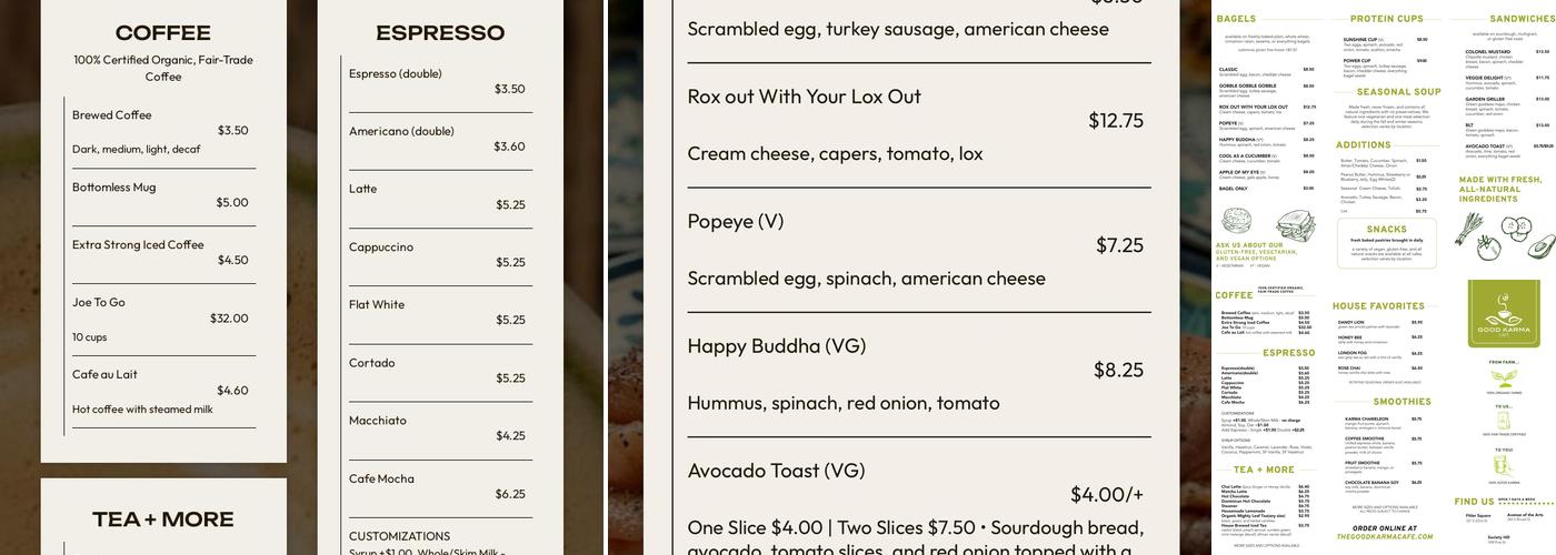 Good Karma Cafe Menu