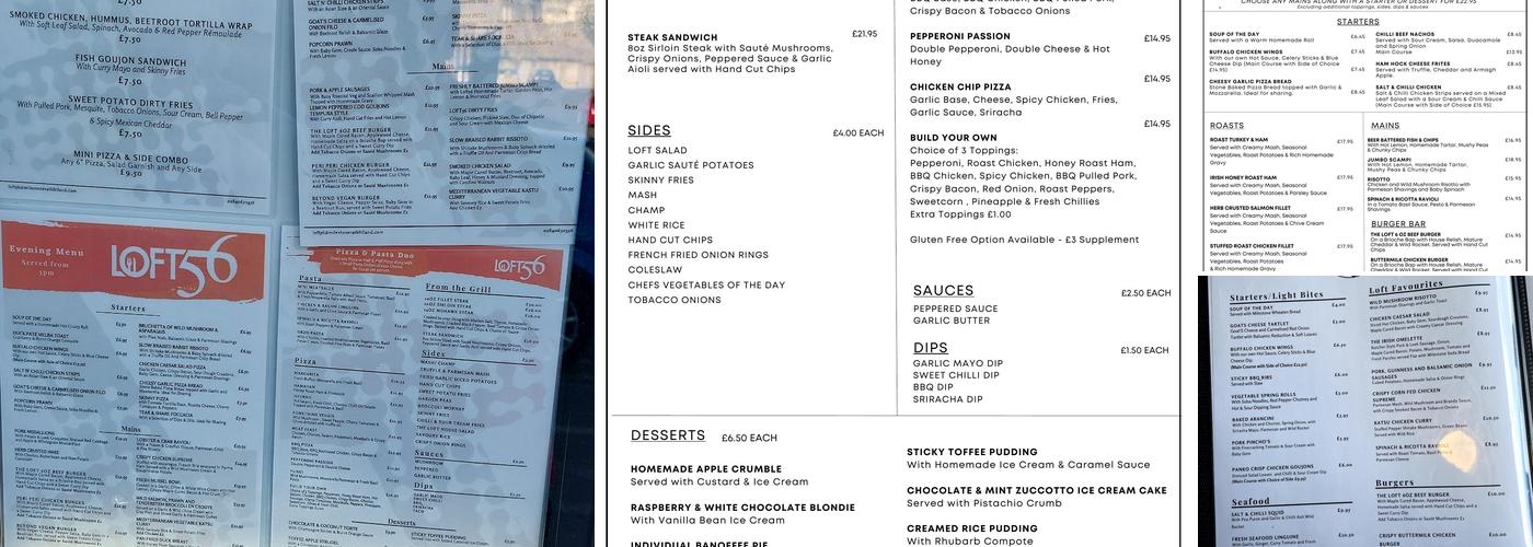 Loft 56 Menu