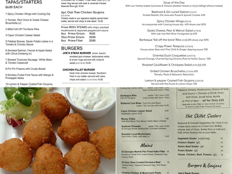 The Oak Tree Restaurant Mayobridge Golf Club Menu