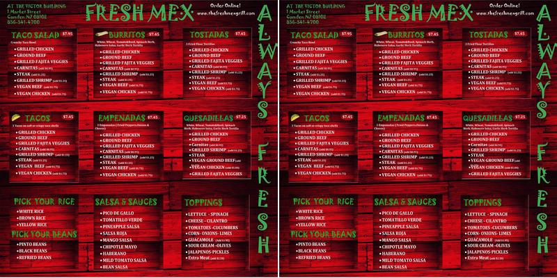 Fresh Mex Menu