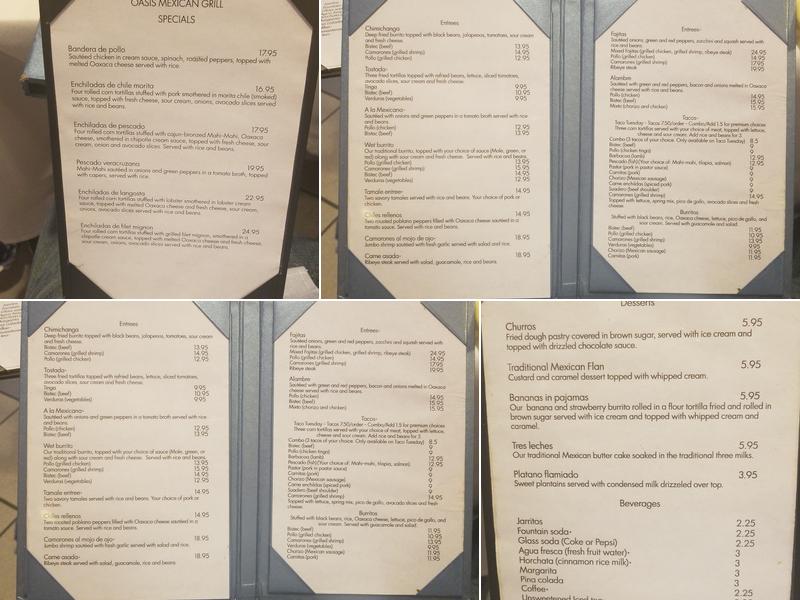 Oasis Mexican Grill Menu