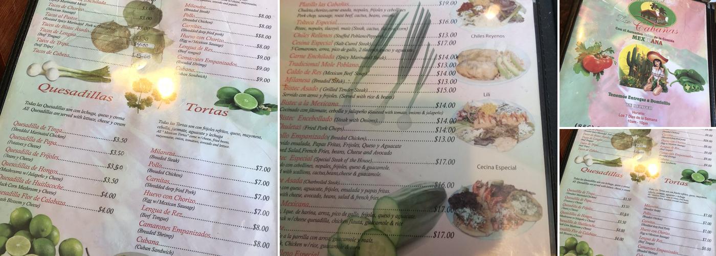 Las Cabañas Restaurant Menu