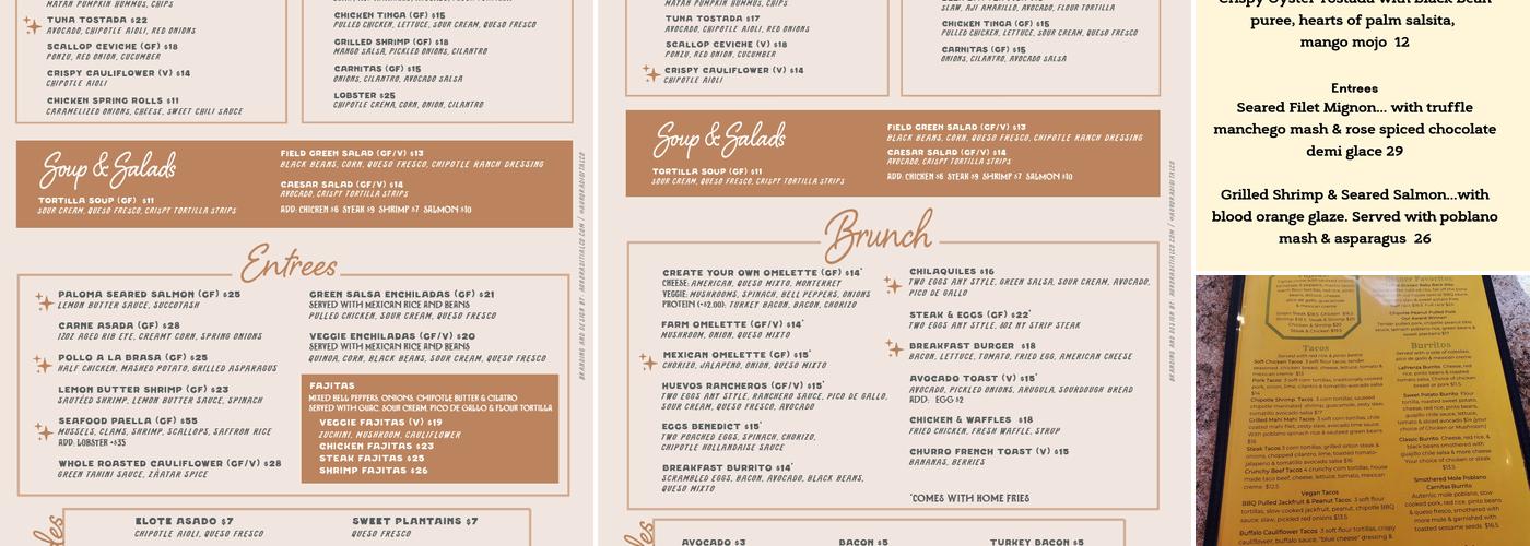 Paloma Restaurante Menu