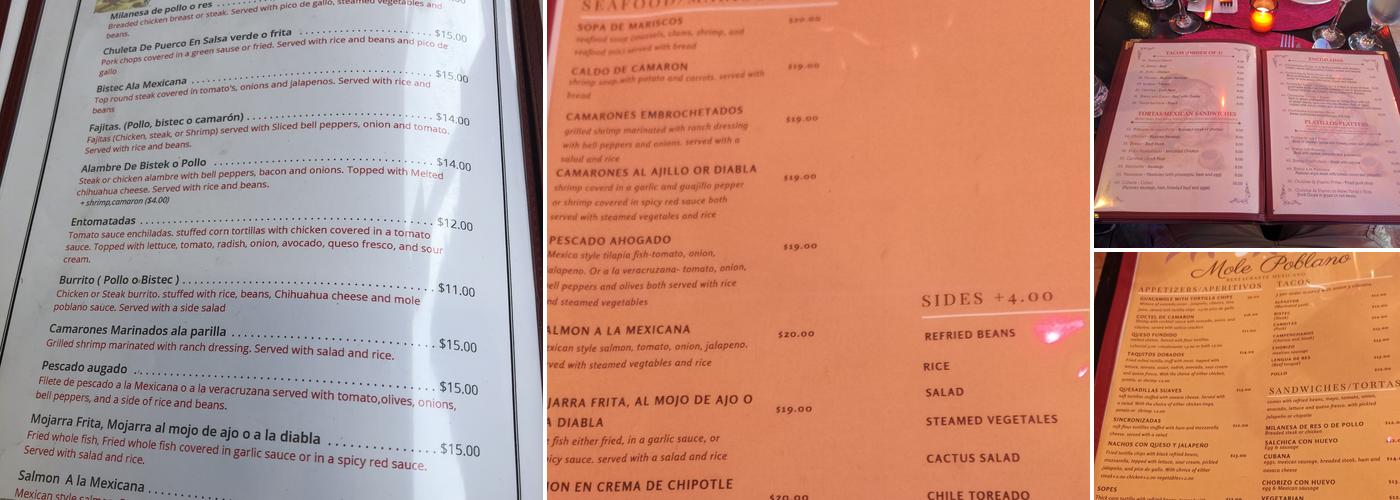 Mole Poblano Restaurant Menu