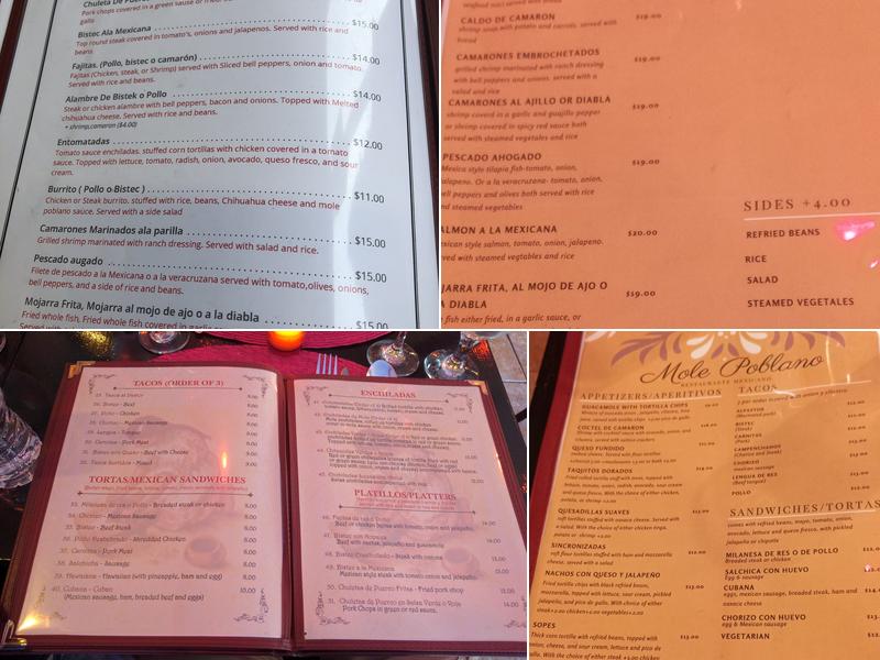 Mole Poblano Restaurant Menu