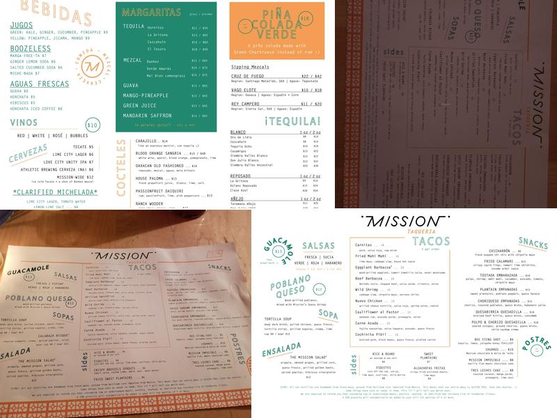 Mission Taqueria Menu