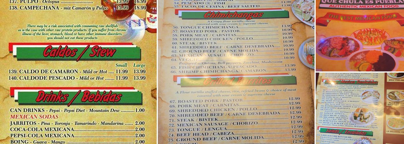 Que Chula Es Puebla Inc Menu