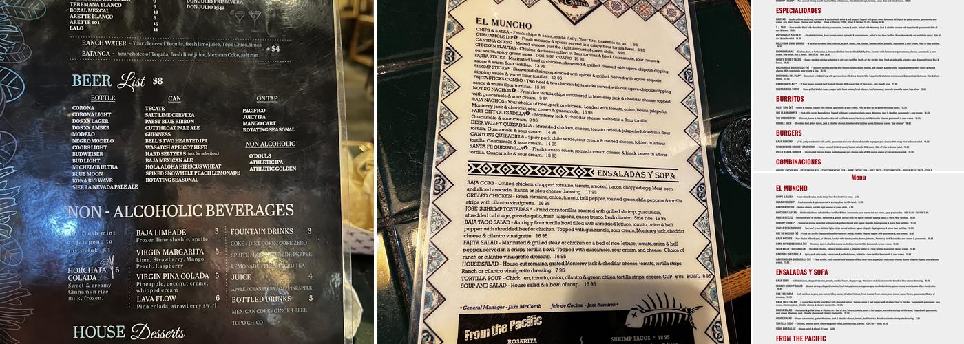 Baja Cantina Menu