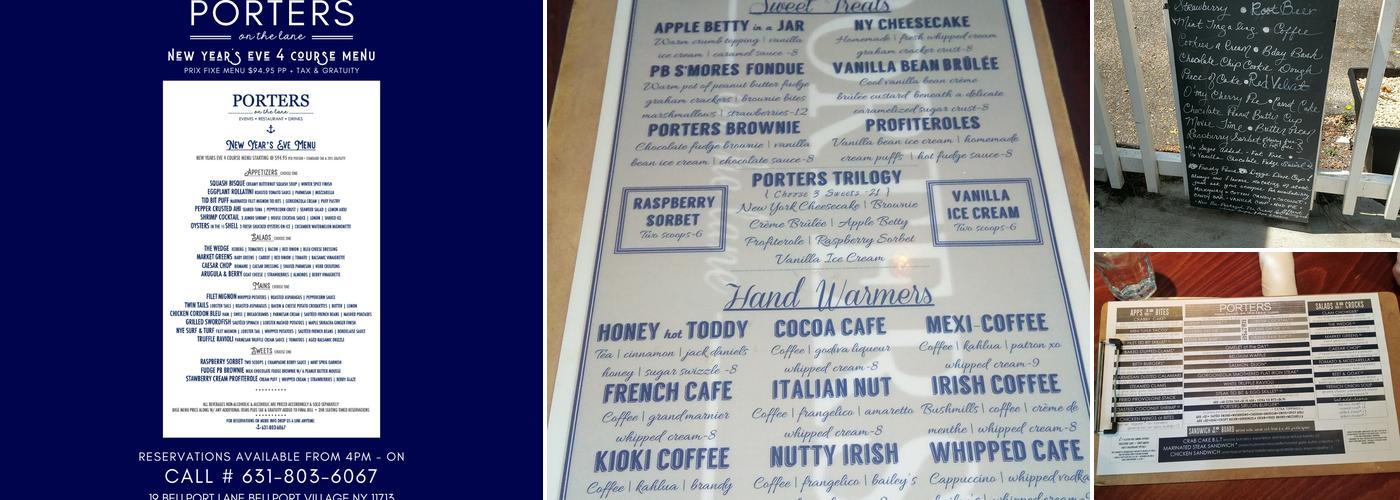 PORTERS on the lane Menu