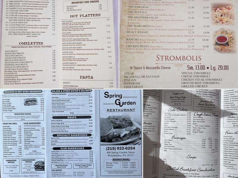Spring Garden Restaurant Menu