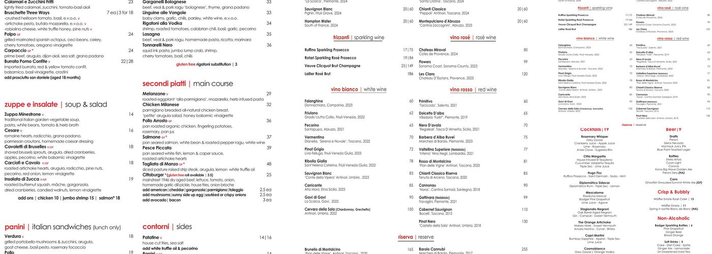 Cittanuova Menu