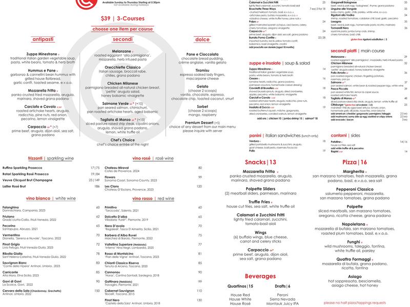 Cittanuova Menu