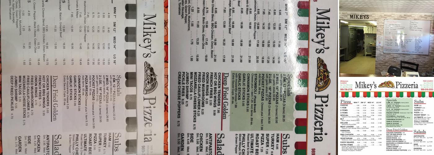 Mikey's Pizzeria whittemore Menu