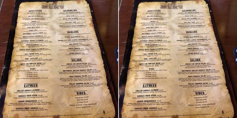 PBR Philly at Xfinity Live! Menu