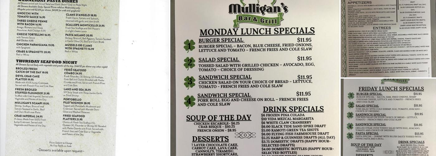 Mulligan’s Bar and Grill Menu