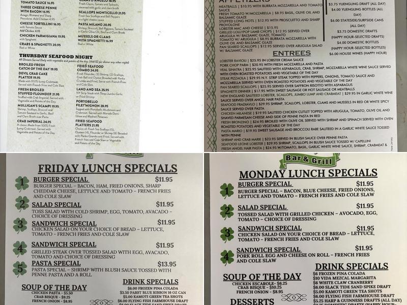 Mulligan’s Bar and Grill Menu