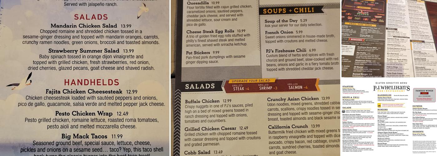 P.J. Whelihan's Pub + Restaurant - Haddon Township Menu