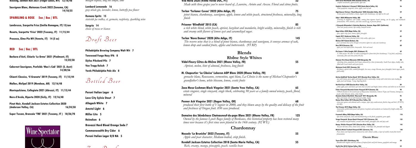 Bistro Romano Menu