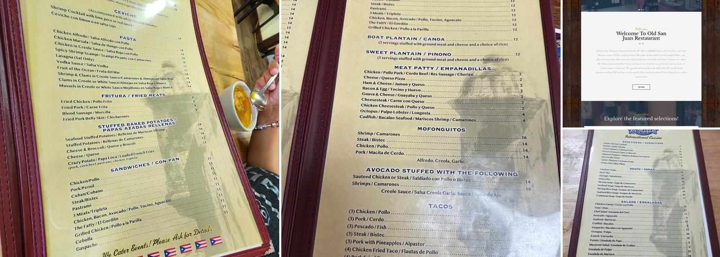 Old San Juan Restaurant Menu
