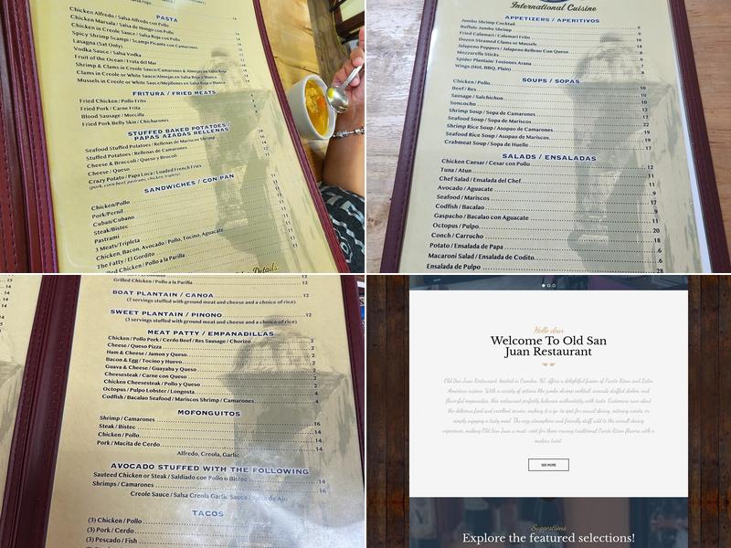 Old San Juan Restaurant Menu