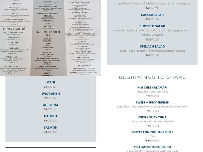 Chart House Menu